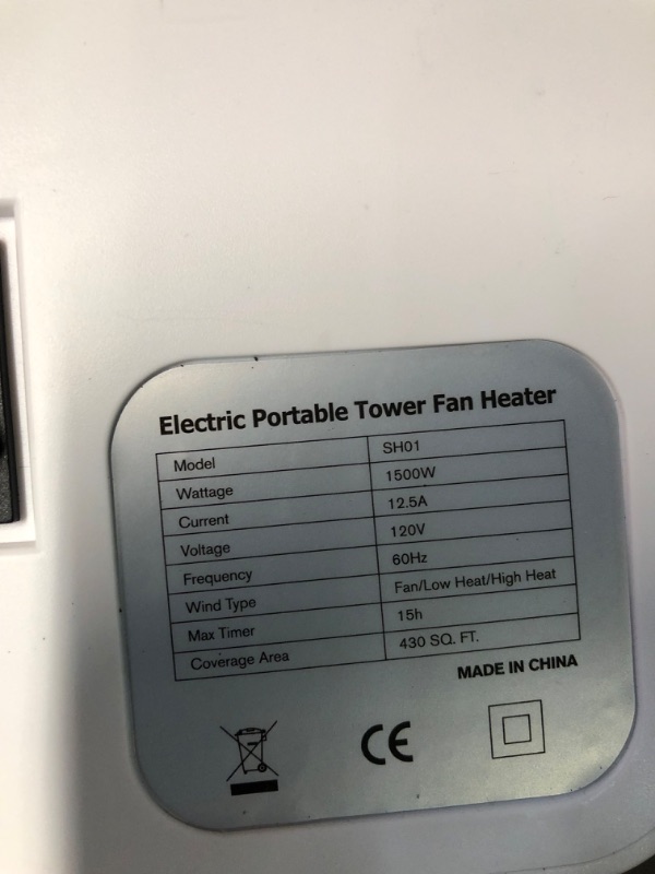 Photo 4 of ***PARTS ONLY**Ceramic Heater Tower Indoor Space, 1500W Quiet Fast Heating Portable Electric Heater 