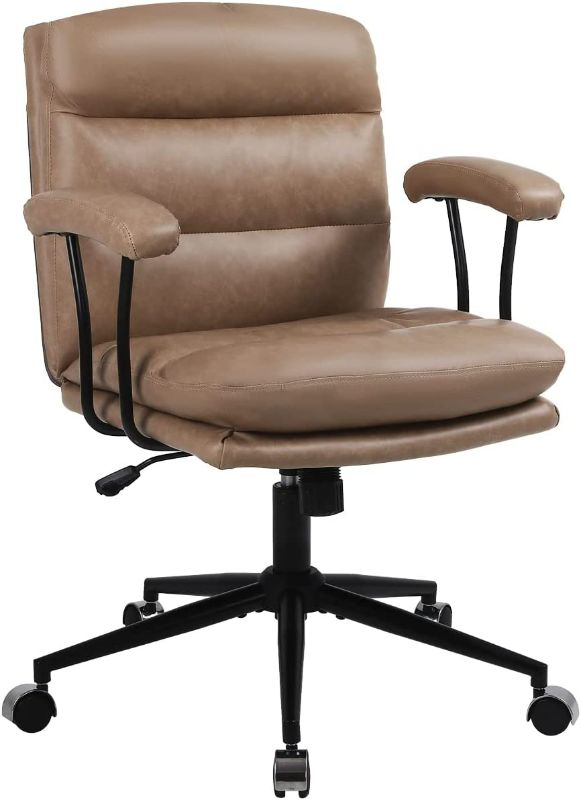 Photo 1 of Executive Home Office Chair - Mid Back Ergonomic Leather Desk Chair ,?Khaki?