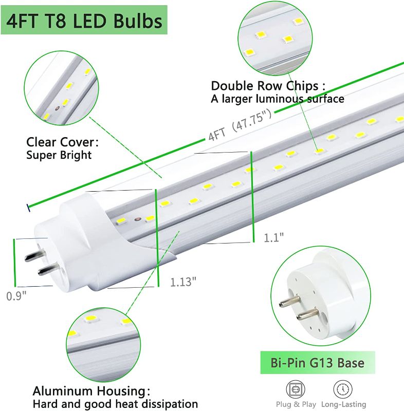 Photo 1 of Nimgoti  2-Pack T8 LED Bulbs 4FT Tube Light