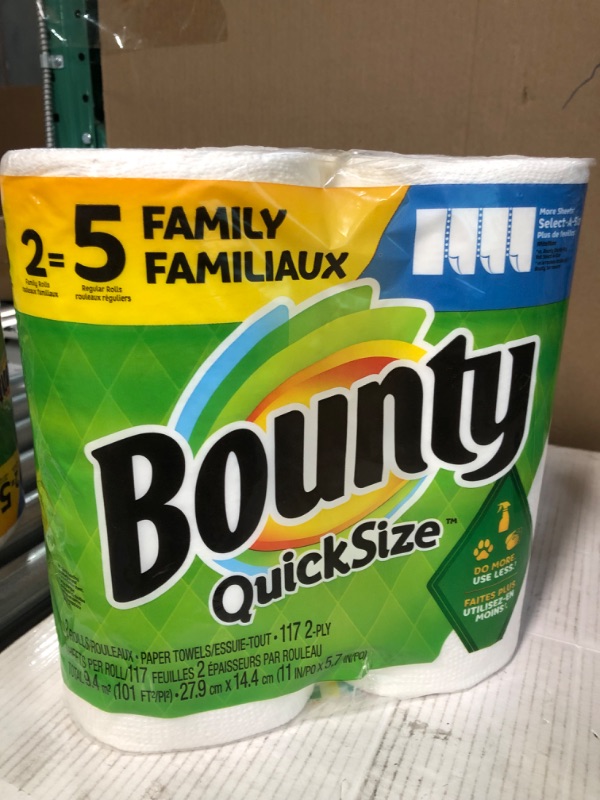 Photo 1 of Bounty Select-A-Size Paper Towels, White, 2 Double Plus Rolls = 5 Regular Rolls