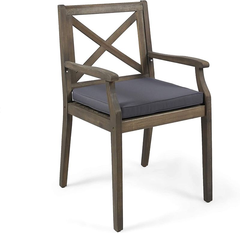 Photo 1 of  Outdoor Acacia Wood Dining Chair grey