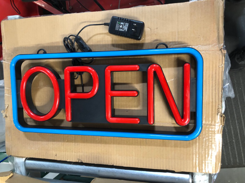 Photo 2 of MaxLit 21'' X 10'' Ultra Bright LED Neon Sign - OPEN - Remote Controlled (Blue/Red)