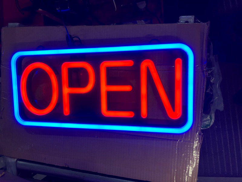 Photo 3 of MaxLit 21'' X 10'' Ultra Bright LED Neon Sign - OPEN - Remote Controlled (Blue/Red)