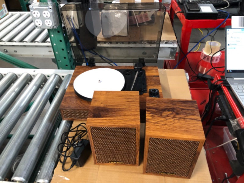 Photo 2 of Vinyl Record Player with External Speakers, 3 Speed Wood Light Brown