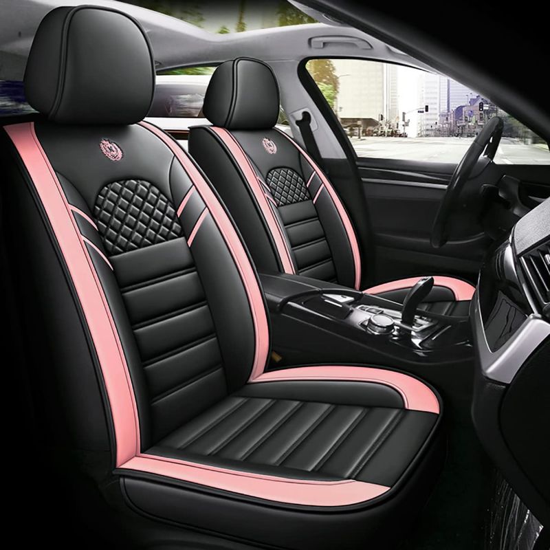 Photo 1 of IN-ASCHE B010 Full Set Waterproof Leather Car Seat Cover  Black & Pink