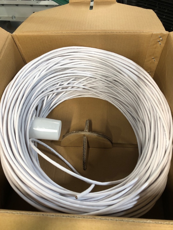 Photo 1 of Monoprice 102333 Cat6 Ethernet Patch Cable - Network Internet Cord - RJ45, Stranded, 550Mhz, UTP, Pure Bare Copper Wire, 24AWG, 100ft, White White 100 Feet Cable