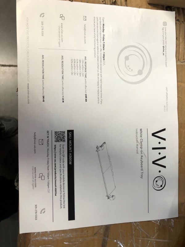 Photo 1 of vivo Extra Sturdy Clamp-On Computer Keyboard and Mouse Under Desk Slider Tray | 27 inch x 11 inch Platform Drawer (MOUNT-KB05W), White