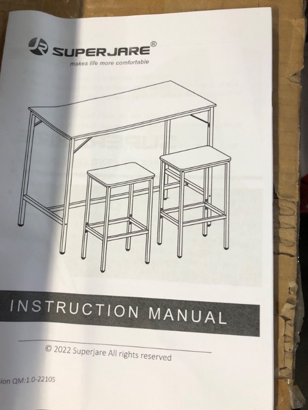 Photo 1 of SUPERJARE Bar Table Set, Bar Table and Chairs Set Rustic Brown