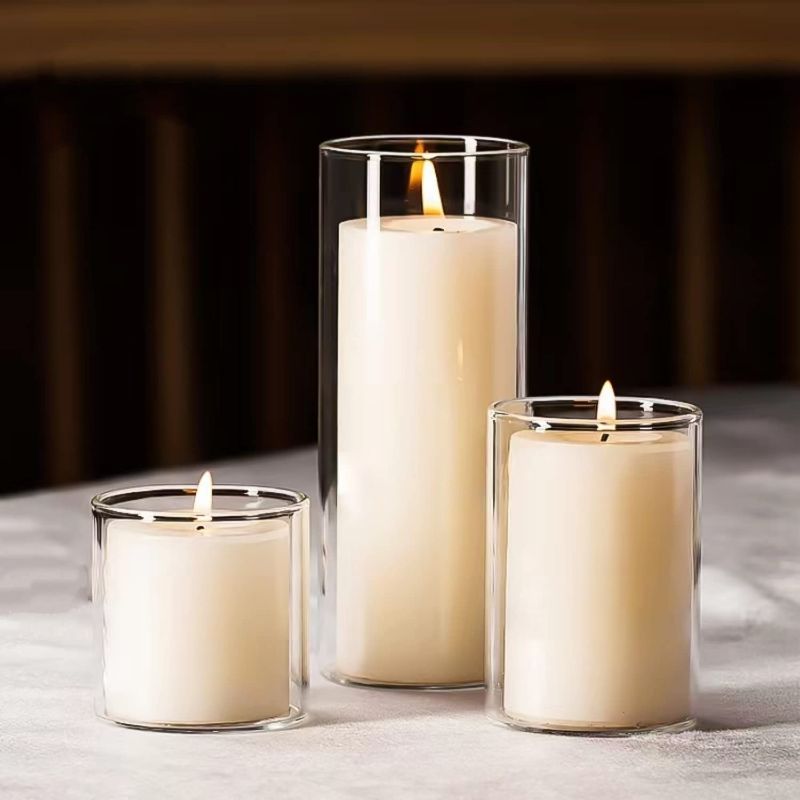 Photo 1 of **STOCK IMAGE FOR SAMPLE ONLY** SEE PHOTOS
Glass Cylinder Candle Holders Table Flowers Wedding Tall 3" x 4.5" & 1.5 x 6" SET OF 2