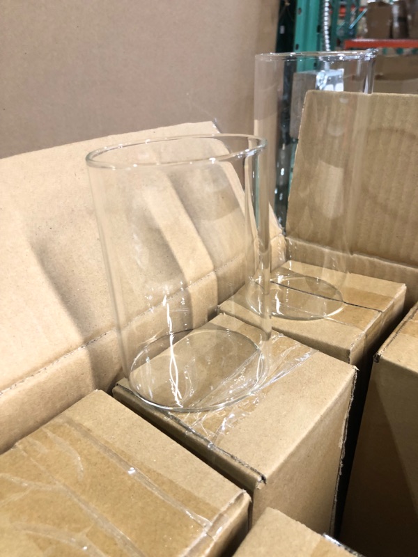 Photo 1 of **STOCK IMAGE FOR SAMPLE ONLY** SEE PHOTOS Glass Cylinder Candle Holders Table Flowers Wedding Tall 3" x 4.5" & 1.5 x 6" SET OF 2