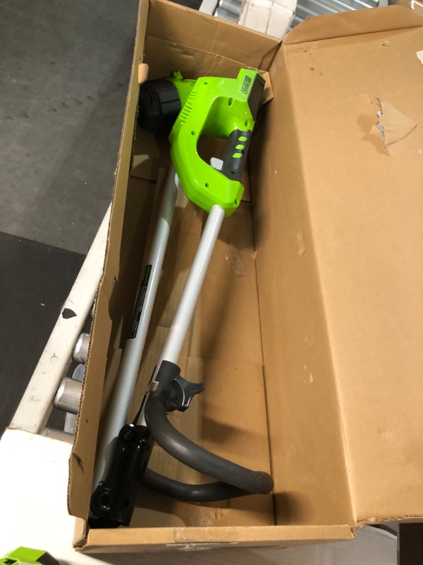 Photo 3 of **MISSING BATTERY AND CHARGER***
Greenworks 40V Cordless String Trimmer and Leaf Blower Combo Kit, 2.0Ah Battery and Charger Included 12" Trimmer + Blower (2.0Ah)