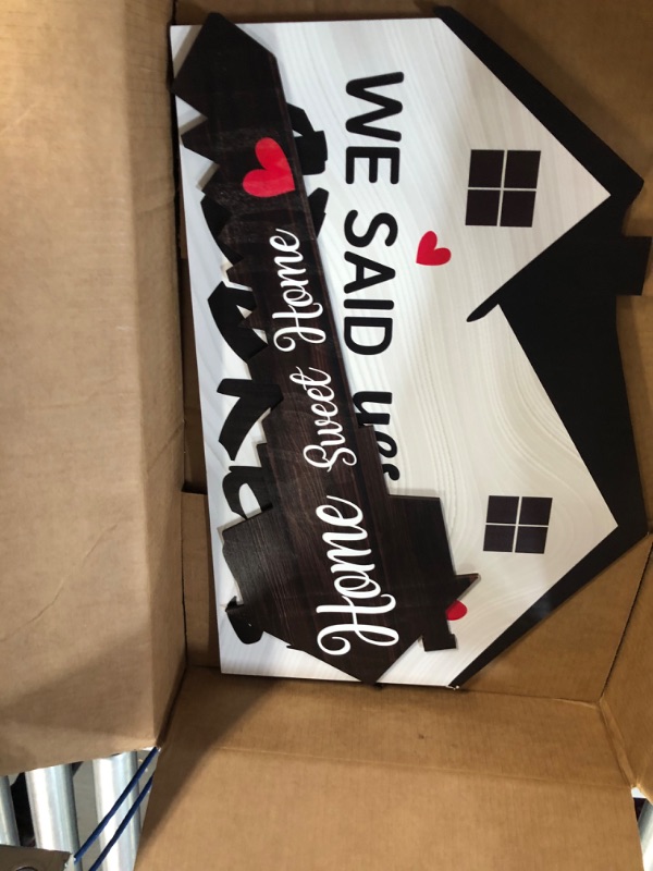 Photo 3 of 2 PCS Real Estate Sold Signs, Wooden We Said Yes to the Address Sign House Shaped and Home Sweet Home Key Shaped Prop Signs, Social Media Photo Props, Closing Gifts for Homeowner Realtors Supplies Large