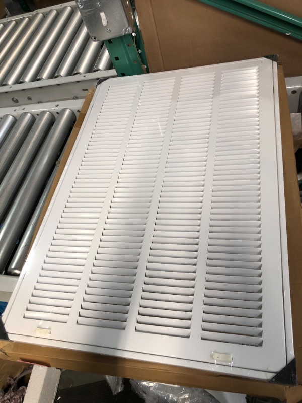 Photo 2 of (Stock Photo Reference Only) 16" X 30" Floor Grille - Fixed Blades Air Grill - White [Outer Dimensions: 17.75 X 31.75]