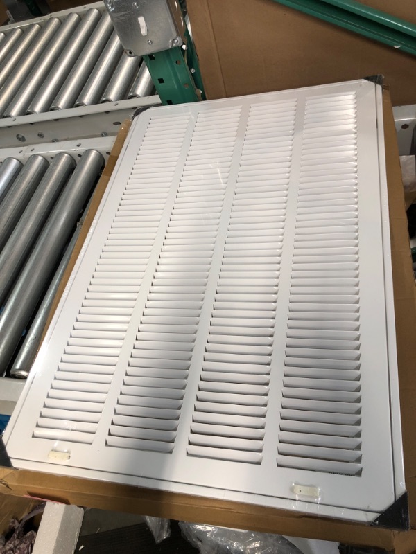 Photo 1 of (Stock Photo Reference Only) 16" X 30" Floor Grille - Fixed Blades Air Grill - White [Outer Dimensions: 17.75 X 31.75]