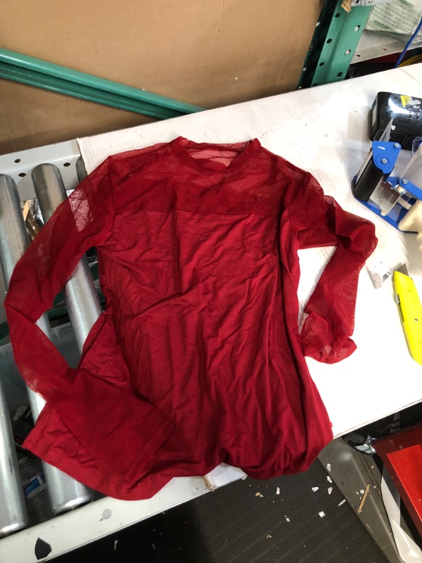 Photo 1 of RED LONG SLEEVE SHIRT SIZE S TOP SEE THROUGH