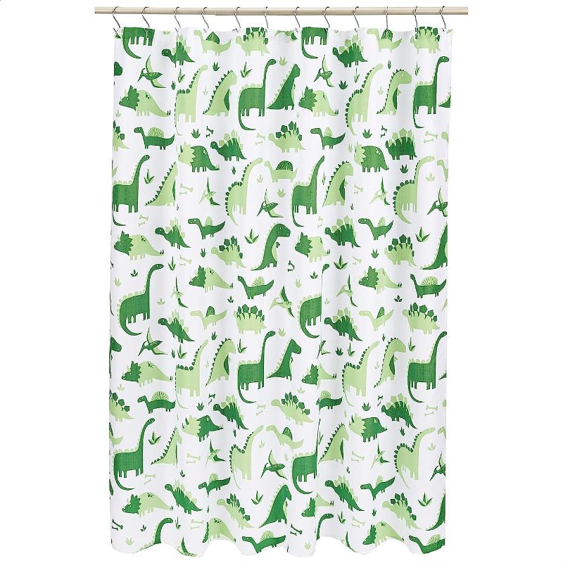 Photo 1 of **SEE NOTES** Amazon Basics Dino Friends Microfiber Bathroom Shower Curtain 72 Inch