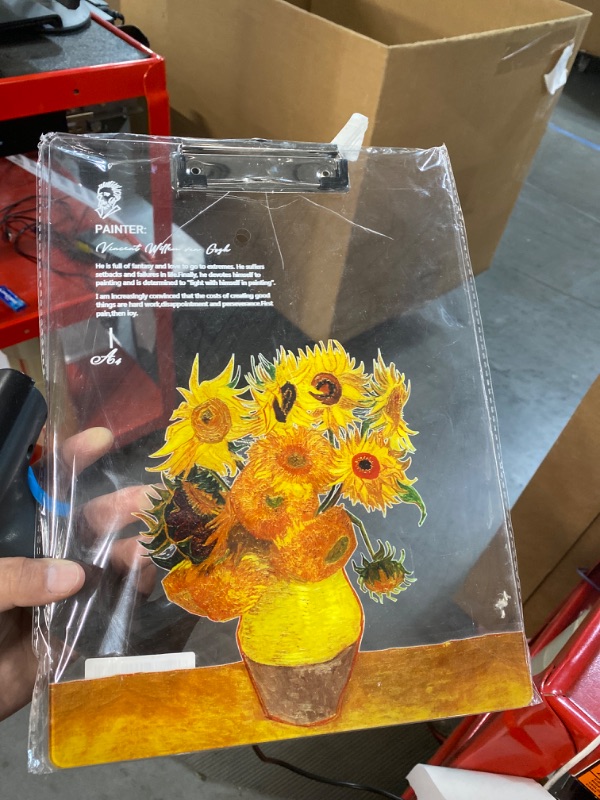 Photo 2 of Clipboard Transparent Hardboard A4 Letter Size Sunflower Decorative Acrylic Clipboards