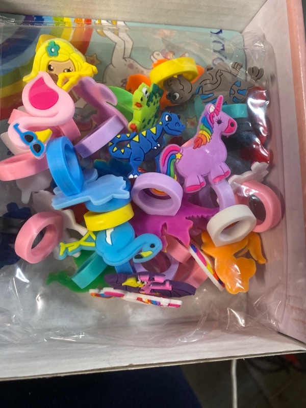 Photo 2 of DASDSA 28 Pack Party Favor Dinosaur Unicorn Flamingo Mermaid Ring