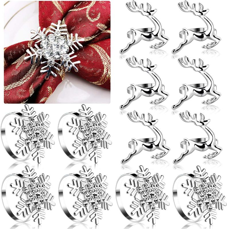 Photo 1 of 12 Pieces Christmas Napkin Rings Set,Napkin Ring Decor for