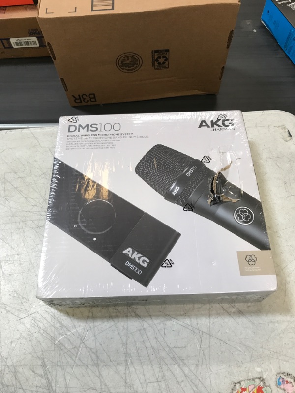 Photo 2 of AKG Pro Audio DMS100 Digital Wireless Microphone System with SR100 Stationary Receiver and HT100 Handheld Microphone DMS100 Vocal Mic (FACTORY SEALED) (MINOR DAMAGE TO CORNER)