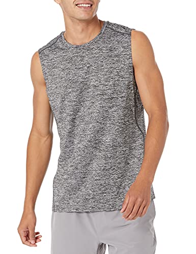 Photo 1 of Amazon Essentials Men's Tech Stretch Muscle Shirt, Black, Space Dye, Medium
