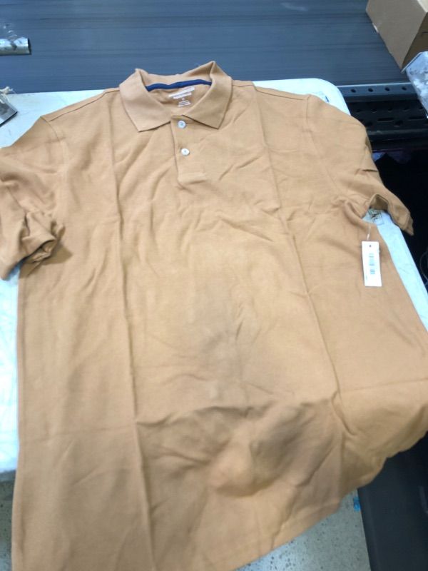 Photo 2 of Amazon Essentials Men's Regular-Fit Cotton Pique Polo Shirt (Available in Big & Tall) Medium Tan