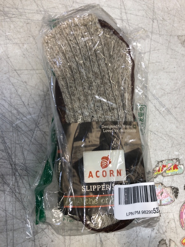 Photo 2 of Acorn Women’s & Men’s Original Slipper Socks, Flexible Cloud Cushion Footbed with a Suede Sole, Mid-Calf Length Medium Light Grey Ragg Wool