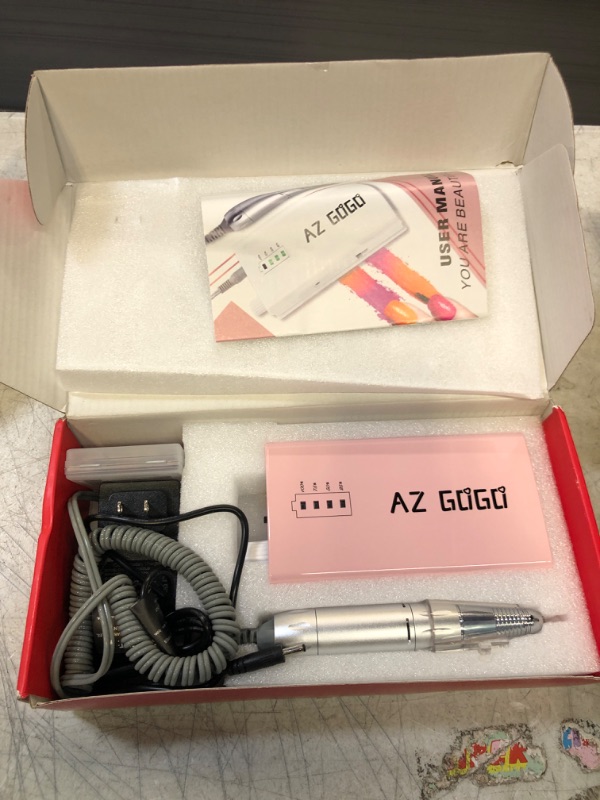 Photo 2 of 30000RPM Portable Nail Drill Machine, AZ GOGO Professional Rechargeable Electric Efile Nail Drill for Acrylic Nails, Manicure/Pedicure, Polishing, Cuticle - Salon or Home Use?Pink?