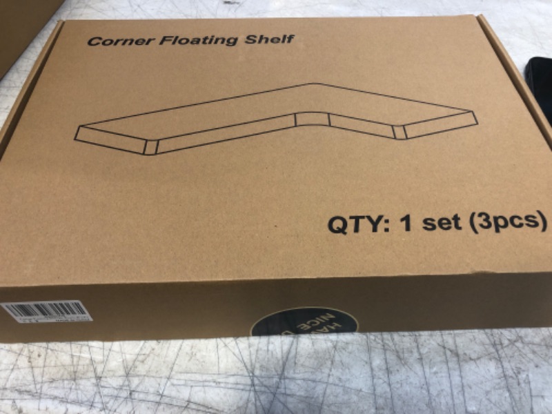 Photo 1 of 3 pcs of corner floating shelf - rustic brown * FACTORY SEALED 