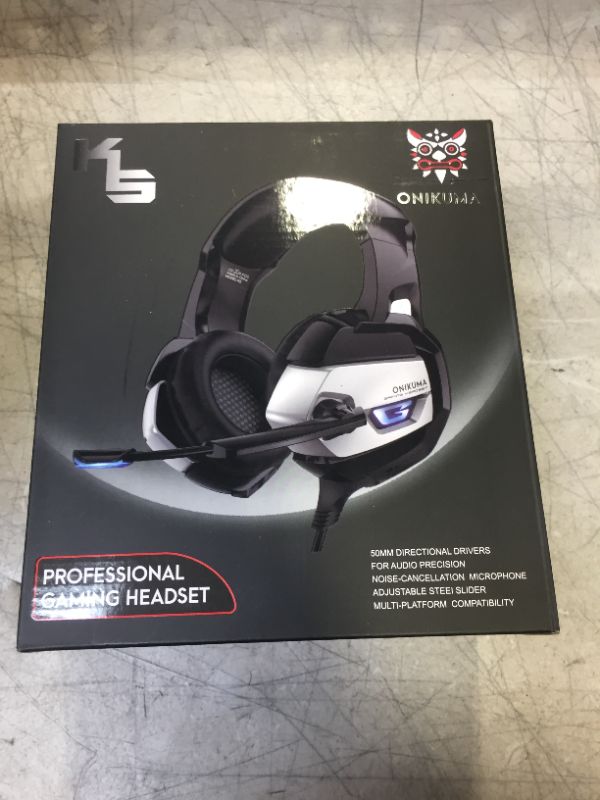 Photo 2 of ONIKUMA K5 Gaming Headset, Noise-Canceling over-Ear Headphones with Mic and LED, Surround Sound Stereo Wired Gaming Headset Compatible PS4, PS5, Xbox One, PC , Nintendo Switch
