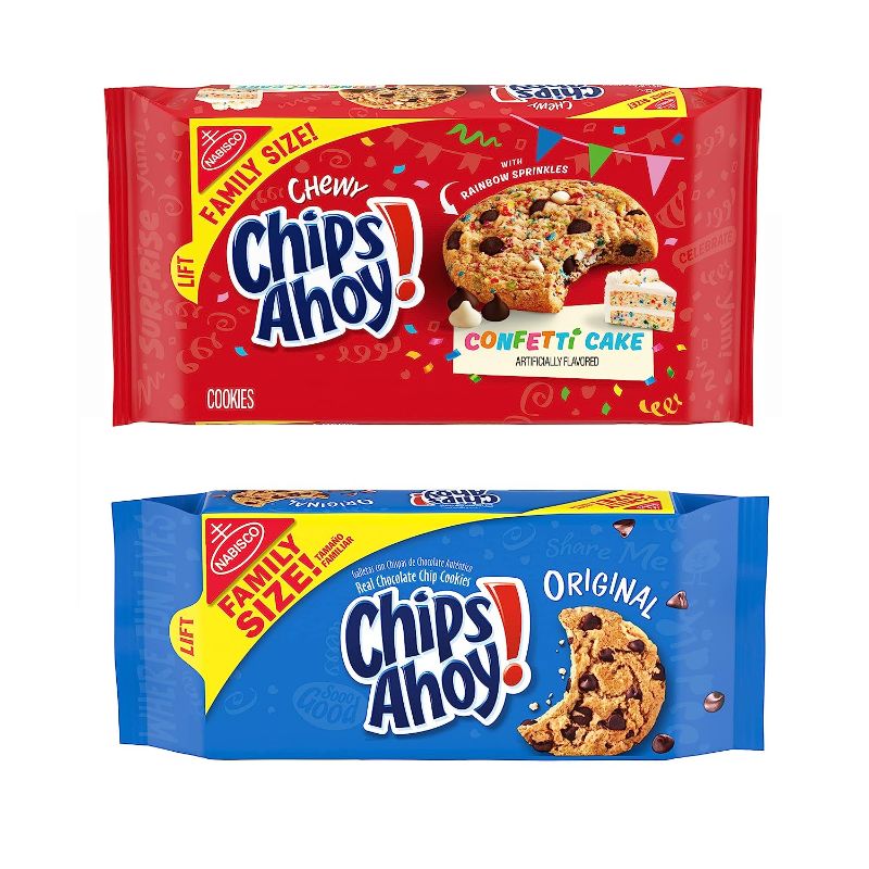 Photo 1 of CHIPS AHOY! Chewy Confetti Cake Chocolate Chip Cookies & Original Chocolate Chip Cookies Variety Pack, Birthday Cookies, Family Size, 2 Packs- BEST BY- 06/24/2023
