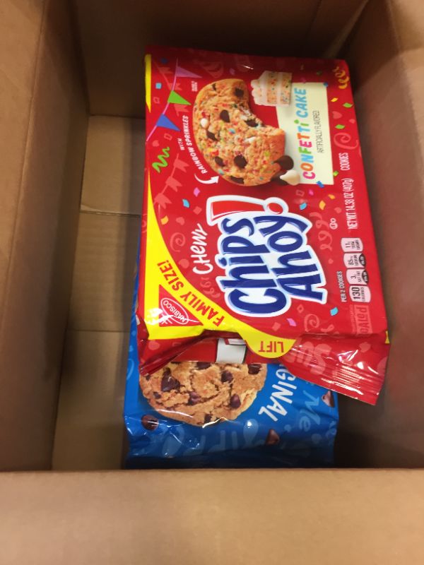 Photo 2 of CHIPS AHOY! Chewy Confetti Cake Chocolate Chip Cookies & Original Chocolate Chip Cookies Variety Pack, Birthday Cookies, Family Size, 2 Packs- BEST BY- 06/24/2023
