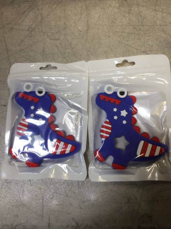 Photo 2 of 4th Of July Silicone Baby Teething Toys For Babies 6-12 Months, Red White & Blue Dinosaur Baby Teether Toy Teething Pain Relief Baby Chew Toy 3 Months, Infant Toys For Boys Girls 4th Of July Gifts
