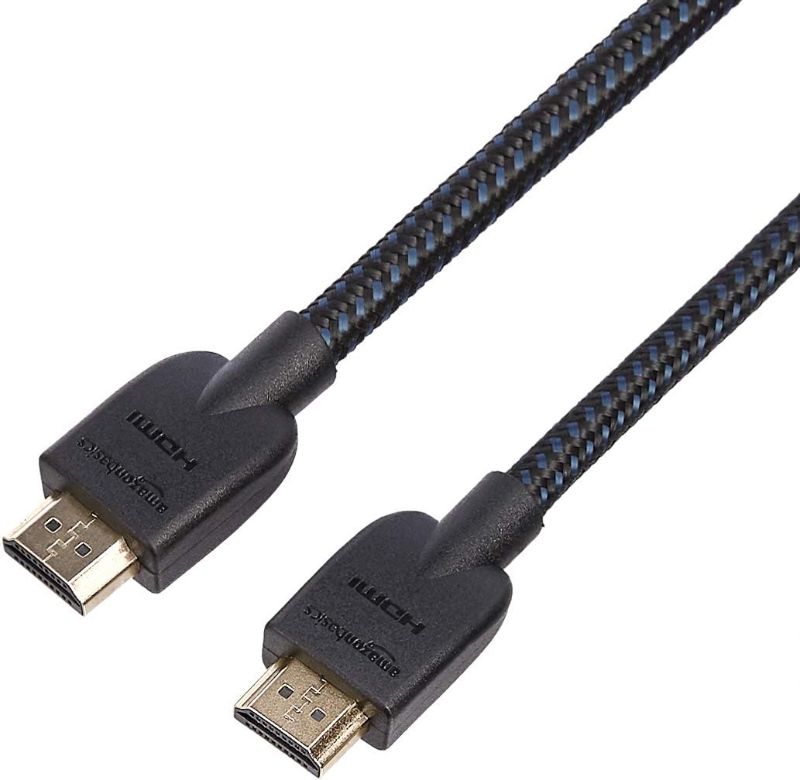 Photo 1 of Amazon Basics HDMI Cable, 18Gbps High-Speed, 4K@60Hz, 2160p, Nylon-Braided Cord, Ethernet Ready, 6 Foot, Nylon
