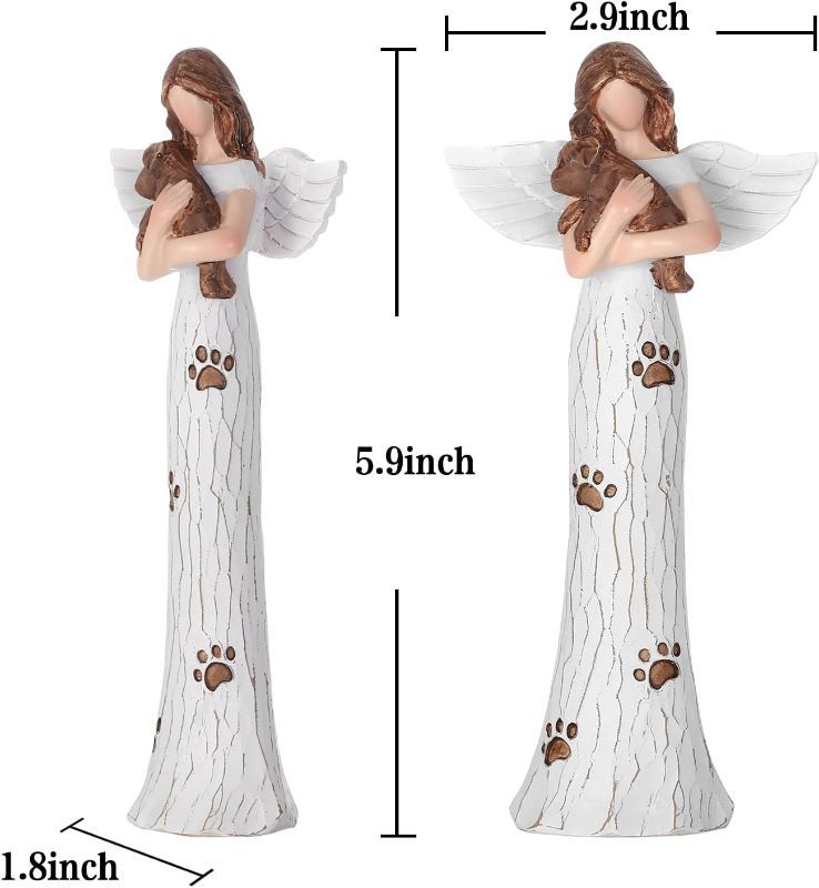 Photo 3 of 1pc---DGDCDV Dog Memorial Gifts, Pet Memorial Gifts for Dog, Pet Loss Gifts, Loss of Dog Sympathy Rainbow Bridge Gift, Dog Passing Away Gifts, Hand-Painted Sculpted Dog Angel Figurines, Remembrance Gifts