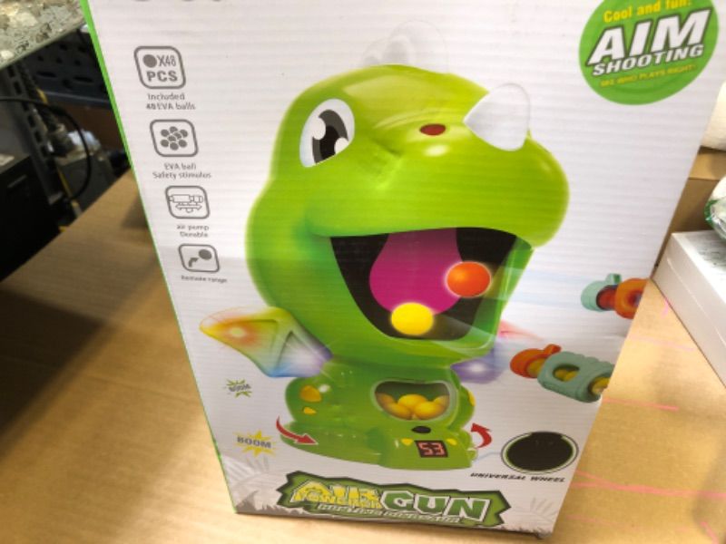 Photo 1 of Dinosaur Toys Shooting Target Toy Gun for Kids-Air Pump Shooting Game with 36 Foam Balls,Electronic Target Practice Party Toys with Score Record,Sound and LED,Gifts for 5 6 7 8 9 Years Old Boys Girls