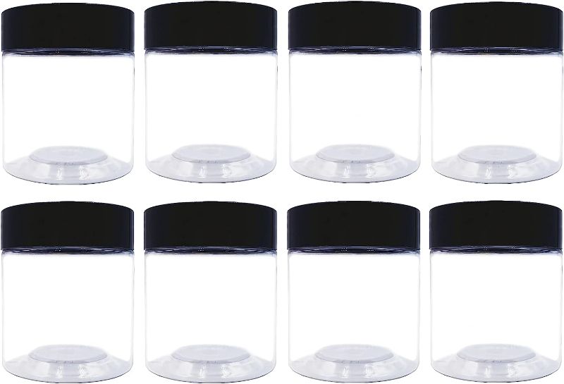 Photo 1 of 4oz Plastic Jars with Lids,8 Labels,Refillable Empty Round Containers,Pack of 8, Perfect for Cosmetic,Kitchen,Body Scrubs,Lotion,Personal Care Products and more
