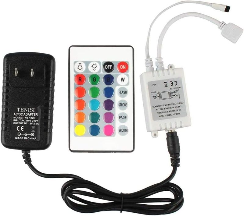 Photo 1 of  IR Remote Controller Wireless, Rectifier Control Box, DC 12V 2A Power Supply Plug Adapter for 2835 3528 5050 RGB LED Strip Lights Flexible Tape Lighting
