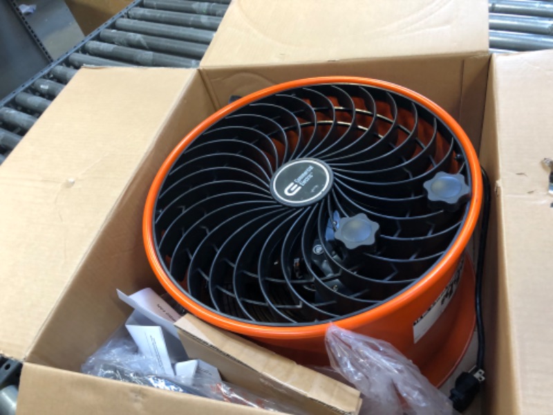 Photo 2 of 16 in. 3-Speed Floor Fan in Orange High Velocity Turbo
