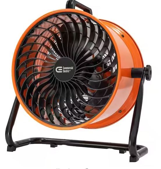 Photo 1 of 16 in. 3-Speed Floor Fan in Orange High Velocity Turbo
