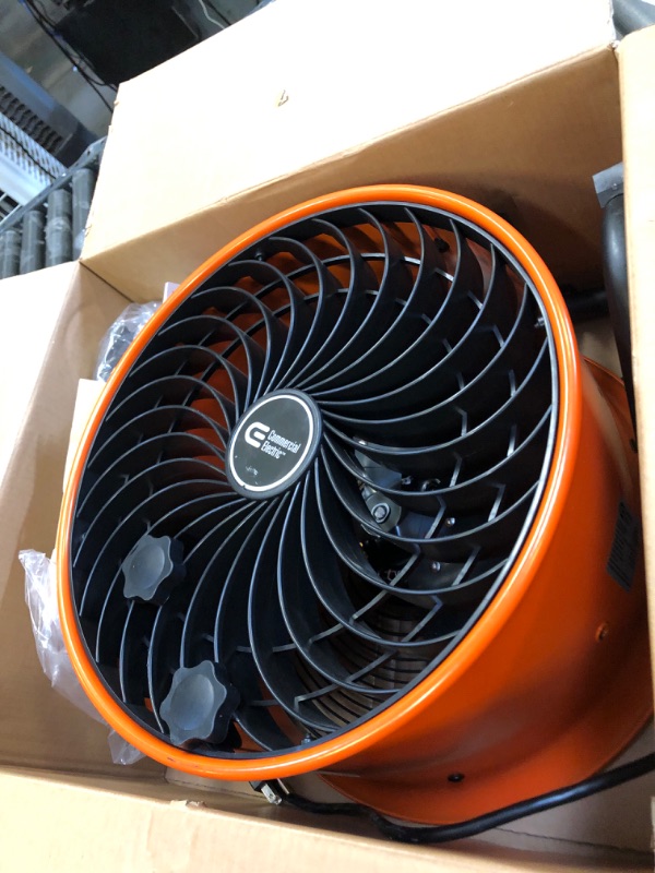 Photo 3 of 16 in. 3-Speed Floor Fan in Orange High Velocity Turbo
