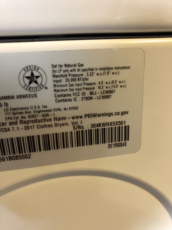 Photo 2 of LG EasyLoad 7.3-cu ft Smart Gas Dryer (White) ENERGY STAR