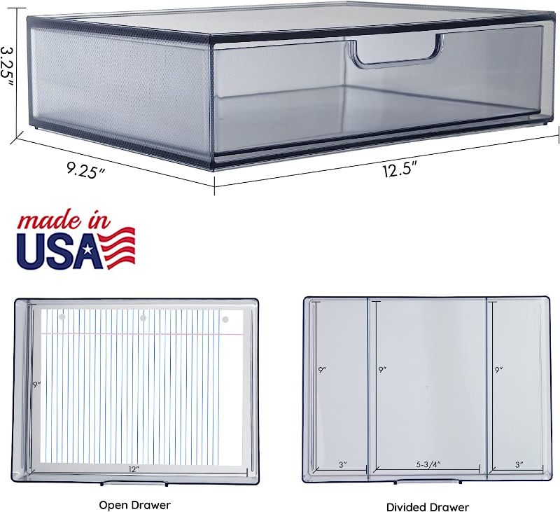 Photo 1 of 12.5" Wide | Set Includes One Open Drawer & One 3-Compartment Drawer | Organize Office Desk Accessories & Sort Paper | Made in USA Open & 3-Compartment Set