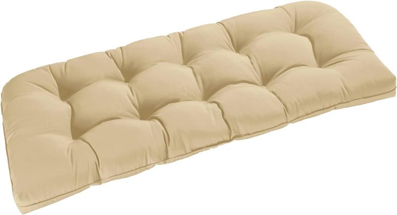 Photo 1 of  Outdoor Chair Cushions, Waterproof Tufted Overstuffed U-Shaped Memory Foam Bench Cushion for Swing Loveseat Patio Funiture,  Khaki, 1 Pack