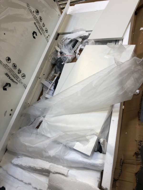 Photo 1 of CubiCubi 47 Inch Computer Desk with Storage Shelves Monitor Stand Keyboard Tray, Home Office Desk, Study Writing Table, White 47 inch White