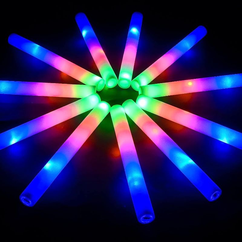 Photo 1 of 10 PACK LIGHT UP FOAM STICKS, 3 Modes Colorful Flashing, Glow Sticks Party Glow Sticks Bulk, for Concert, Party, Raves, Events