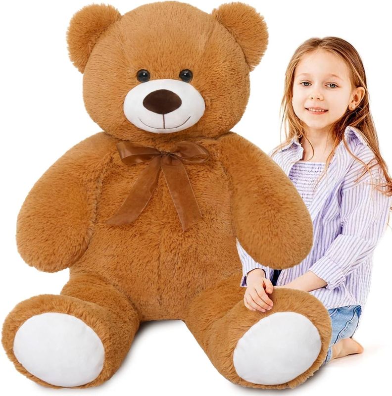 Photo 1 of MorisMos Giant Teddy Bear Stuffed Animal-35.4'' Big Teddy Bear, Soft Large Teddy Bear Plush Toy, Brown Teddy Bear, Big Stuffed Bear Gift for Girl Boy Girlfriend on Valentines Christmas Birthday, Brown
