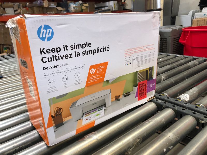Photo 5 of HP DeskJet 2755e Wireless Color All-in-One Printer- PRINTER ONLY - (26K67A), white