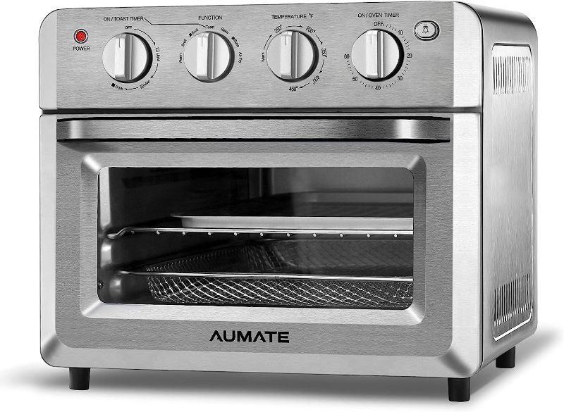 Photo 1 of Toaster Oven Air Fryer Combo, AUMATE Kitchen in the box Countertop Convection Oven, Airfryer,Knob Control Pizza Oven with Timer/Auto-Off, 4 Accessories and Recipe Included,1550W,19 QT, Stainless Steel
