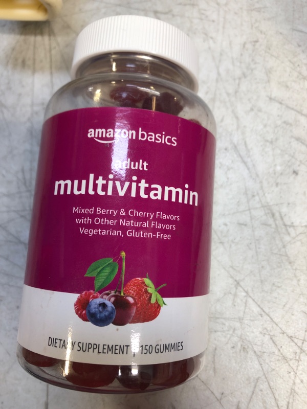 Photo 2 of Amazon Basics Adult Multivitamin, 150 Gummies, 75-Day Supply, Mixed Berry & Cherry (Previously Solimo) 150 Count (Pack of 1)